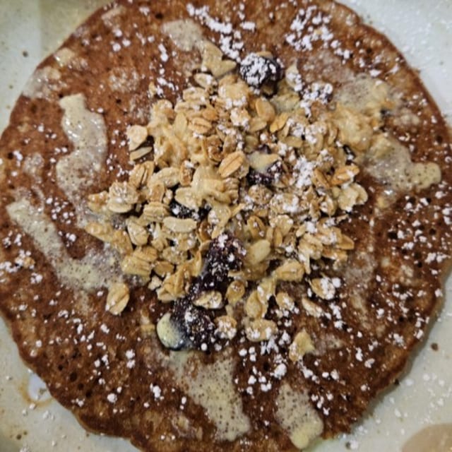 Three Pumpkin Granola Pancakes.