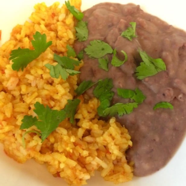 Rice & Refried Beans.