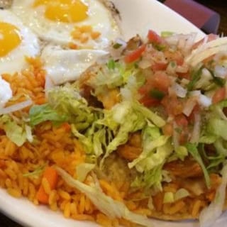 Mexican Chicken Tostada & Eggs
